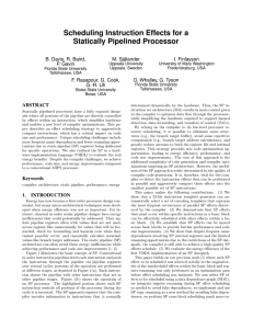 Scheduling Instruction Effects for a Statically Pipelined Processor B. Davis, R. Baird,