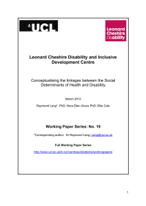 Leonard Cheshire Disability and Inclusive Development Centre Working Paper Series: No. 19