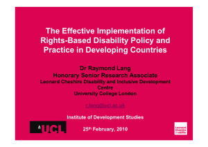 The Effective Implementation of Rights-Based Disability Policy and Practice in Developing Countries