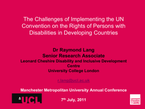 The Challenges of Implementing the UN Disabilities in Developing Countries