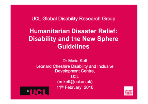 Humanitarian Disaster Relief: Disability and the New Sphere Guidelines