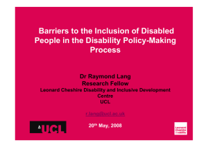 Barriers to the Inclusion of Disabled People in the Disability Policy-Making Process