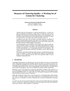 Measures of Clustering Quality: A Working Set of Axioms for Clustering Abstract