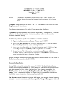 UNIVERSITY OF PUGET SOUND 1995-96 DIVERSITY COMMITTEE November 29, 1995 Minutes