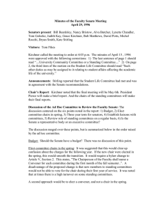 Minutes of the Faculty Senate Meeting April 29, 1996 Senators present