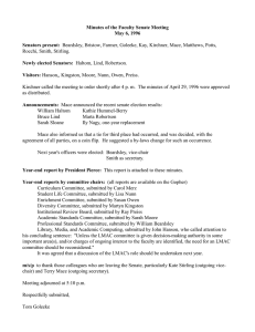 Rocchi, Smith, Stirling.  Minutes of the Faculty Senate Meeting