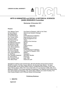 ARTS &amp; HUMANITIES and SOCIAL &amp; HISTORICAL SCIENCES (SASH) RESEARCH Committee