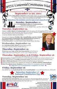 September 11-20, 2011 Sunday, September 11 Constitutional Responsibility and Civil Society