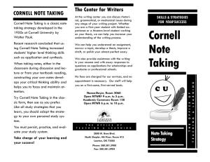 The Center for Writers CORNELL NOTE TAKING