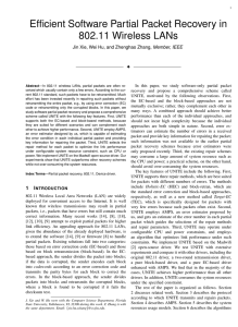 Efficient Software Partial Packet Recovery in 802.11 Wireless LANs Member, IEEE F