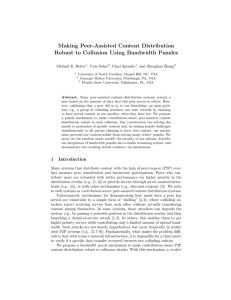 Making Peer-Assisted Content Distribution Robust to Collusion Using Bandwidth Puzzles