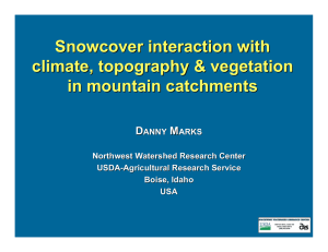 Snowcover interaction with climate, topography &amp; vegetation in mountain catchments D