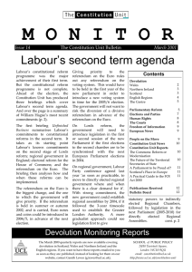 M O N I T O R Labour’s second term agenda Contents