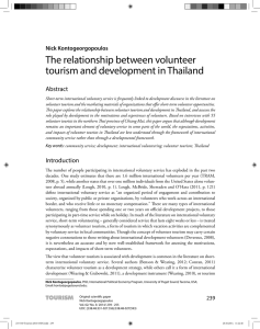 The relationship between volunteer tourism and development in Thailand Abstract Nick Kontogeorgopoulos