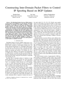 Constructing Inter-Domain Packet Filters to Control Zhenhai Duan Xin Yuan