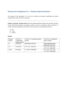 Homework Assignment #1 – Number Representations