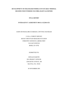 DEVELOPMENT OF FIELD-BASED MODELS OF SUITABLE THERMAL  FINAL REPORT