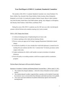 Year-End Report of 2010-11 Academic Standards Committee