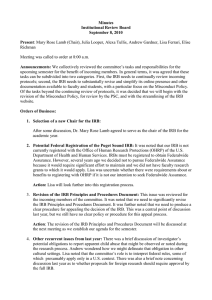 Minutes Institutional Review Board September 8, 2010 Present