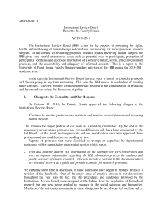 Attachment	D Institutional Review Board Report to the Faculty Senate