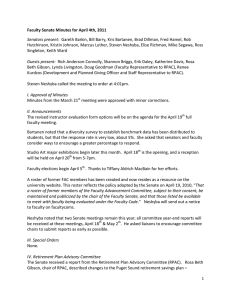 Faculty Senate Minutes for April 4th, 2011 Senators present: Singleton, Keith Ward