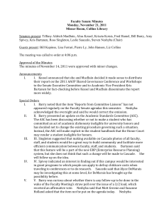 Faculty Senate Minutes Monday, November 21, 2011 Misner Room, Collins Library