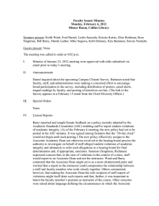 Faculty Senate Minutes Monday, February 6, 2012 Misner Room, Collins Library