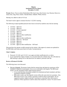 Minutes Institutional Review Board December 13, 2013 Present