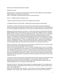 Minutes of the Professional Standards Committee September 25, 2014