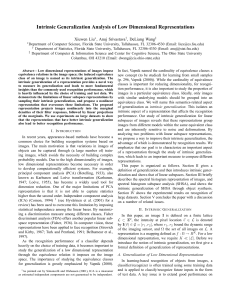 Intrinsic Generalization Analysis of Low Dimensional Representations Xiuwen Liu , Anuj Srivastava