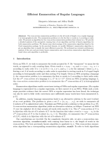 Efficient Enumeration of Regular Languages Margareta Ackerman and Jeffrey Shallit