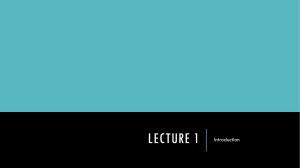 LECTURE 1 Introduction