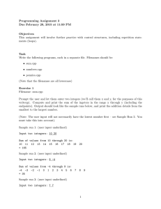Programming Assignment 3 Due February 20, 2015 at 11:59 PM Objectives