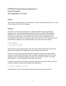 COP4020 Programming Assignment 1 Lexical Analyzer Due September 23, 2015