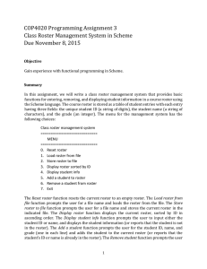 COP4020 Programming Assignment 3 Class Roster Management System in Scheme