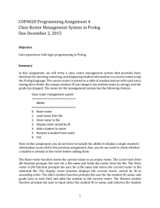 COP4020 Programming Assignment 4 Class Roster Management System in Prolog