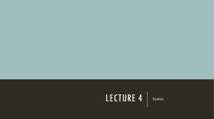 LECTURE 4 Syntax