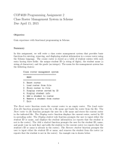 COP4020 Programming Assignment 2 Class Roster Management System in Scheme