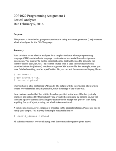 COP4020 Programming Assignment 1 Lexical Analyzer Due February 5, 2016