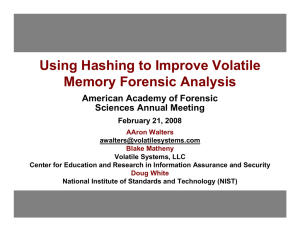 Using Hashing to Improve Volatile Memory Forensic Analysis American Academy of Forensic
