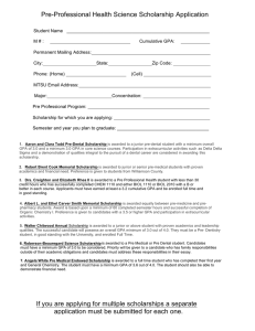 Pre-Professional Health Science Scholarship Application