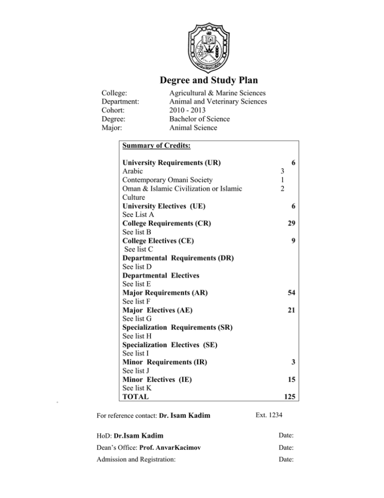 Degree And Study Plan