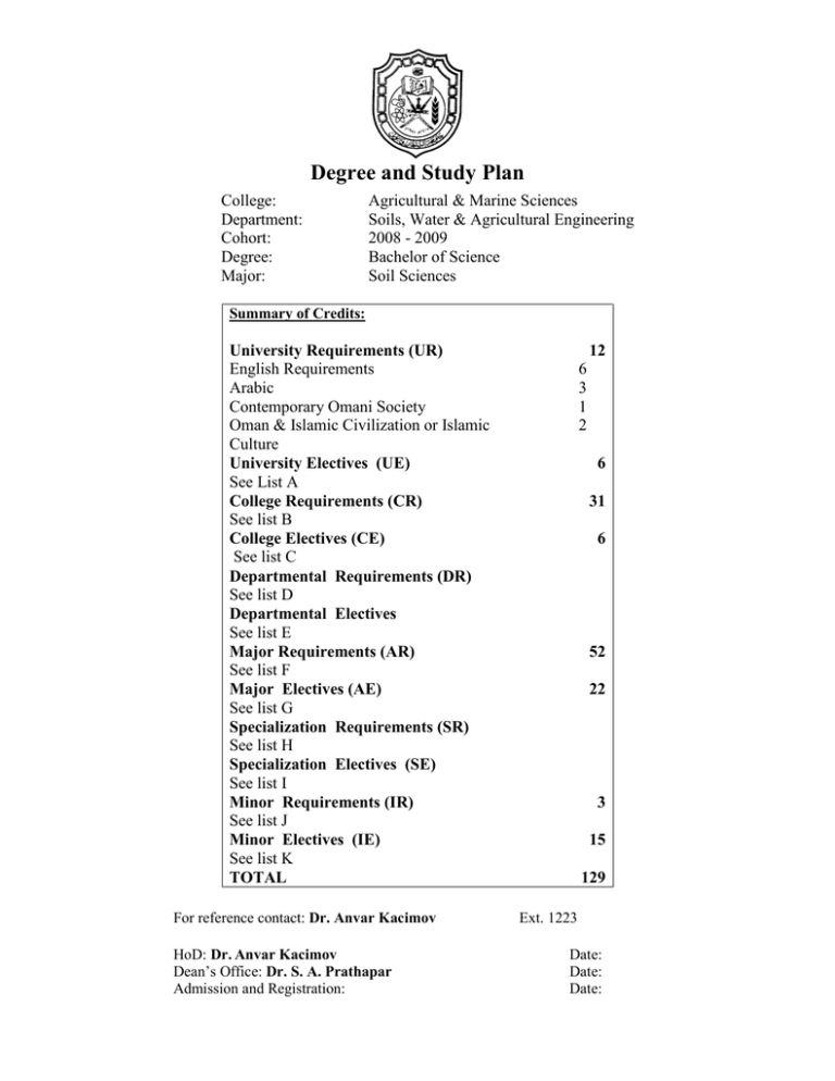 Degree And Study Plan