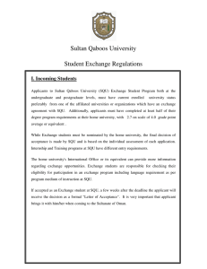 Sultan Qaboos University Student Exchange Regulations I. Incoming Students