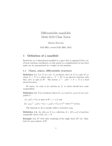 Differentiable manifolds Math 6510 Class Notes 1 Definition of a manifold
