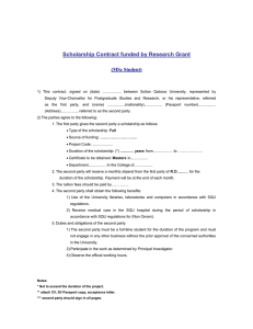 Scholarship Contract funded by Research Grant  (MSc Student)