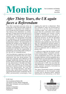 Monitor After Thirty Years, the UK again faces a Referendum