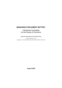 A Business Committee for the House of Commons MANAGING PARLIAMENT BETTER?