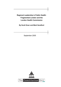 Regional Leadership in Public Health: Fragmented London and the London Health Commission