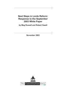 Next Steps in Lords Reform: Response to the September 2003 White Paper